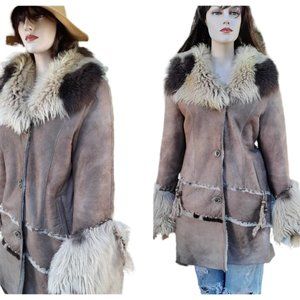 1970's Mongolian Long Fur and Leather Penny Lane / Almost Famous Style Jacket